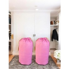 Balkan Room Pembe Büzgülü Hurç 2'li Set Xlarge 86X62 cm - Taşınma Çantası -Yorgan Yastık Çamaşır Saklama Torbası
