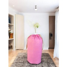 Balkan Room Pembe Büzgülü Hurç Xlarge 86X62 cm - Taşınma Çantası - Yorgan Yastık Çamaşır Saklama Torbası