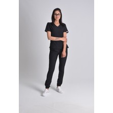 Nur Medikal Giyim  Siyah Likralı Jogger Alt Üst Takım