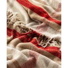 English Home Mackenzie Simli Pamuklu Tek Kişilik Battaniye 150 x 200 cm Bej – Kırmızı