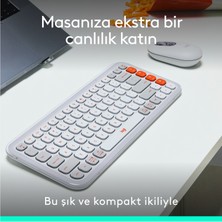 Logitech Pop Icon Kablosuz Bluetooth Sessiz Türkçe Q Klavye ve Mouse Seti, Beyaz