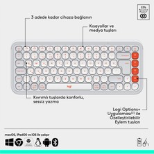 Logitech Pop Icon Kablosuz Bluetooth Sessiz Türkçe Q Klavye ve Mouse Seti, Beyaz