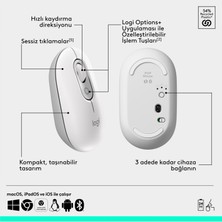 Logitech Pop Icon Kablosuz Bluetooth Sessiz Türkçe Q Klavye ve Mouse Seti, Beyaz