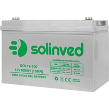 Solinved 12 Volt 100 Amper Derin Döngü Solar Jel Akü - 12V 100AH Solar Jel Akü