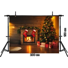 Venspor Noel Şöminesi ve Çam Ağacı Temalı 200 x 150 cm Stüdyo Fonu Arka Plan Sıcacık Yılbaşı