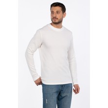 Bisiklet Yaka Waffal Sweatshirt - Ekru