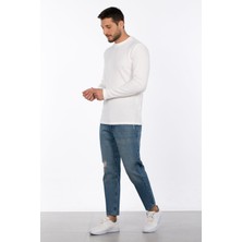Bisiklet Yaka Waffal Sweatshirt - Ekru