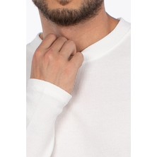 Bisiklet Yaka Waffal Sweatshirt - Ekru