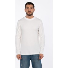 Bisiklet Yaka Waffal Sweatshirt - Ekru