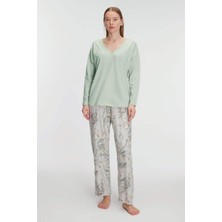 Anıl 11221 Kadın Uzun Kol V Yaka Pijama Takımı