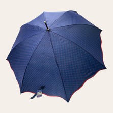 Lacivert Kırmızınoktalı Baston Şemsiye 8 Telli 709880
