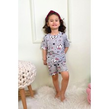 Kız Çocuk Pamuklu Penye Kumaş Şortlu Pijama Takımı