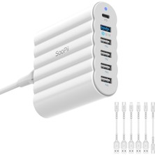 CS63 PD3.0+QC3.0+PPS 68W 6 Port Taşınabilir USB Çoklu Şarj İstasyonu Şarj Stantı Hub