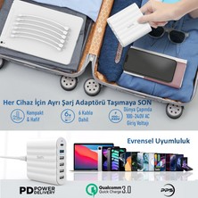 CS63 PD3.0+QC3.0+PPS 68W 6 Port Taşınabilir USB Çoklu Şarj İstasyonu Şarj Stantı Hub