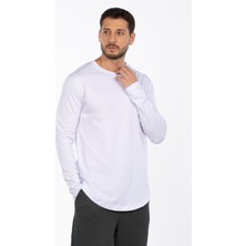 Bisiklet Yaka Uzun Kol T-Shirt - Beyaz