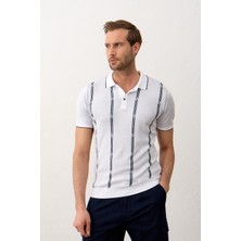 Danger Erkek Slim-Fit Kalıp Polo Yaka Ince Triko T-Shirt Beyaz - 5012DNGR