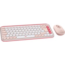 Logitech Pop Icon  Kablosuz Bluetooth Sessiz Türkçe Q Klavye ve Mouse Seti, Pembe