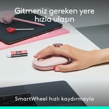 Logitech Pop Icon  Kablosuz Bluetooth Sessiz Türkçe Q Klavye ve Mouse Seti, Pembe