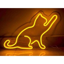 Kamer Neon Led Işıklı Kedi