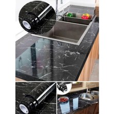 Cngzshop Siyah Yapışkanlı Kaplama Kağıdı Mermer Desenli Büyük Boy 5 Metre