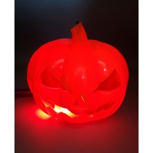 Hobipolive Turuncu Renk LED Işıklı ve Sesli Saplı Balkabağı Halloween Dekor Süs 40  cm