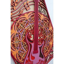 Nota Detaylı Gitar Ahşap Duvar Süsü