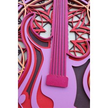 Nota Detaylı Gitar Ahşap Duvar Süsü