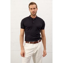 Danger Erkek Yumuşak Dokulu Slim-Fit Kalıp Polo Yaka Ince Triko T-Shirt Koyu Lacivert - 5008DNGR