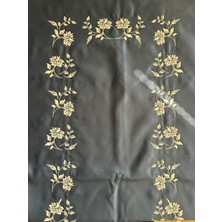 Vrossi Siyah Ebru Desen Seccade Özel Kaliteli Nakış