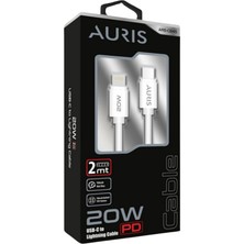 Auris 20W Usb-C >> Lighting (Apple iPhone) 2 Metre Şarj Kablosu