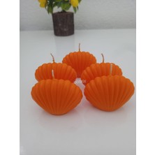 Qosrix  5'li Turuncu Mini Istiridye Deniz Kabuğu 1.  Soya Doğal Vanilya Kokulu Mum Dekoratif