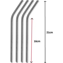 Paslanmaz Çelik Pipet Seti 4 Parça +1 Temizleme Fırçası