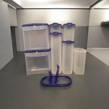 Tupperware Bakliyat Saklama Kabı 7li Set Oval Space Maker Lacivert