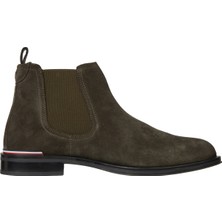 Tommy Hilfiger Süet Haki Erkek Bot Core Rwb Hılfıger Suede Chelsea