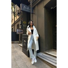 Neşeli Butik kadın keten desenli tesettür elbise SMS002 - Bej