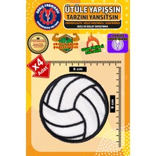 Nakış Fabrikası Ütü ile Yapışan Nakışlı Arma Yama, Voleybol Topu (4 Adet) Ütüyle Yapışan Nakış Dokuma Aplike Patch