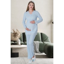 Mecit Pijama 1501 Mavi Hamile Lohusa Pijama Takımı