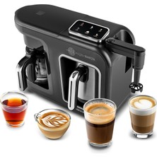 Karaca Hatır Plus Barista Steel 6 In 1 Konuşan Közde Türk Kahve Makinesi Black Chrome