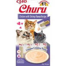Ciao Churu Cream Tavuklu ve Karidesli Kedi Ödül Kreması 4X14gr