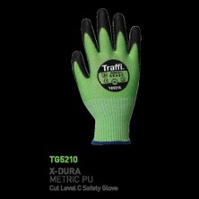 Traffi Gloves TG5210 X-Dura Metrıc Pu Kesilme Seviyesi C Yeşil Iş Eldiveni