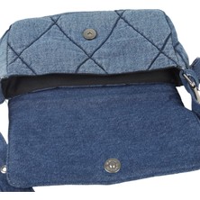 Reseen Recycle Patch Kot (Demin) Kapitoneli Çapraz Askılı Omuz Çantası