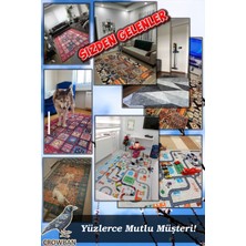 Crowban Home Deri Görünümlü Halı Kaymaz Taban Makinada Yıkanabilir Salon Halısı Bohem Cool Halı Yolluk