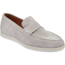 Tergan  Gri Hakiki Süet Deri Erkek Loafer - E24I1AY56788-K56