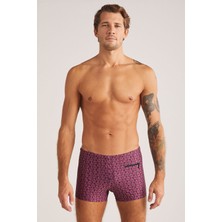 Kom Cliff Mürdüm Renkli Lycra Şort Mayo 3XL Erkek İçin Ayarlanabilir Kordonlu Konforlu Model