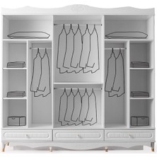 Avm 24 Riga Gardırop-Mdf-Beyaz-240x60x220cm-6 Kapak-Aynalı Kapak-Ücretsiz Nakliye Ve Montaj