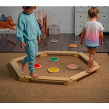 Galery Wood Montessori Ahşap Denge Kirişi, Denge Tahtası, Basamak Taşları, Aktivite Oyuncağı, Çocuk Oyuncak(3 Denge Kirişi+ 3 Denge Taşı)