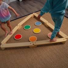 Galery Wood Montessori Ahşap Denge Kirişi, Denge Tahtası, Basamak Taşları, Aktivite Oyuncağı, Çocuk Oyuncak(4 Denge Kirişi+ 4 Denge Taşı)