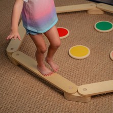 Galery Wood Montessori Ahşap Denge Kirişi, Denge Tahtası, Basamak Taşları, Aktivite Oyuncağı, Çocuk Oyuncak(4 Denge Kirişi+ 4 Denge Taşı)
