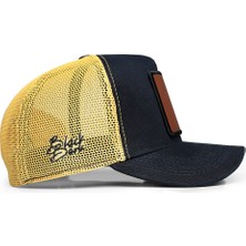 BlackBörk V1 Trucker Kurt - 3 Kod Logolu Unisex Lacivert-Sarı Şapka