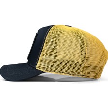 BlackBörk V1 Trucker Kurt - 3 Kod Logolu Unisex Lacivert-Sarı Şapka
